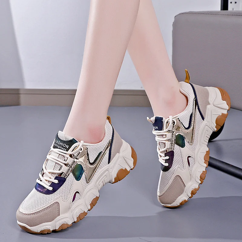 Women's Fashion Casual Women's Sneakers Breathable Women's Vulcanized Mesh Sneakers 2