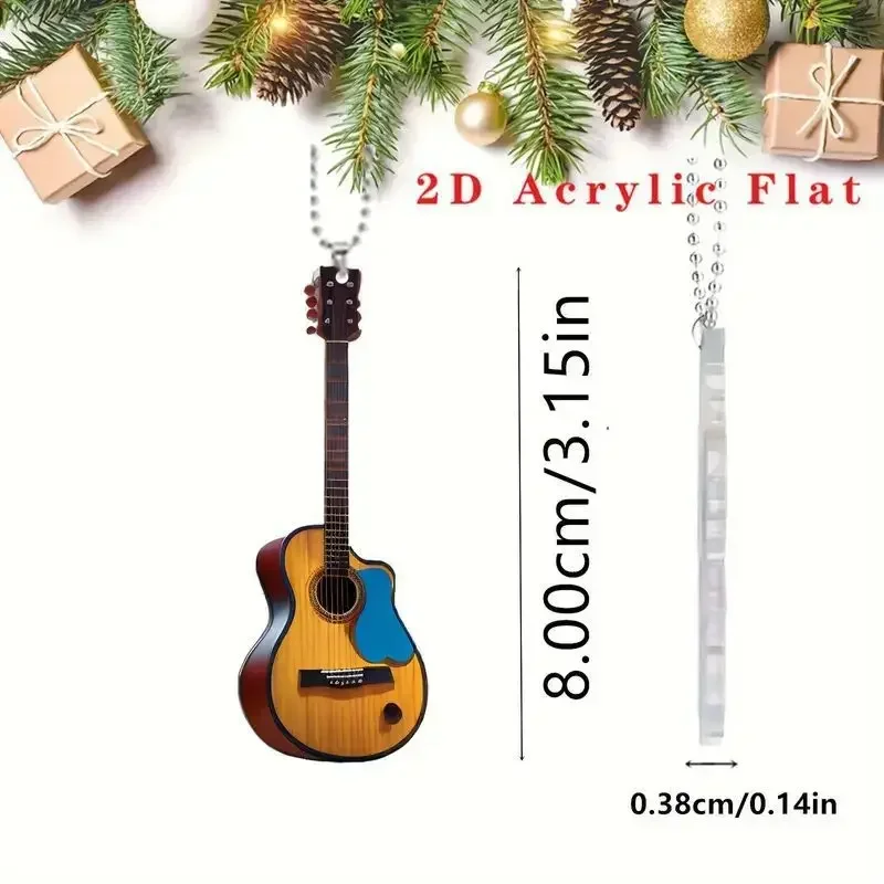 Mini Guitar Rearview Mirrors Pendant Car Hanging Ornaments Car Decoration Gifts for Guitar Enthusiast Christmas Decoration 5