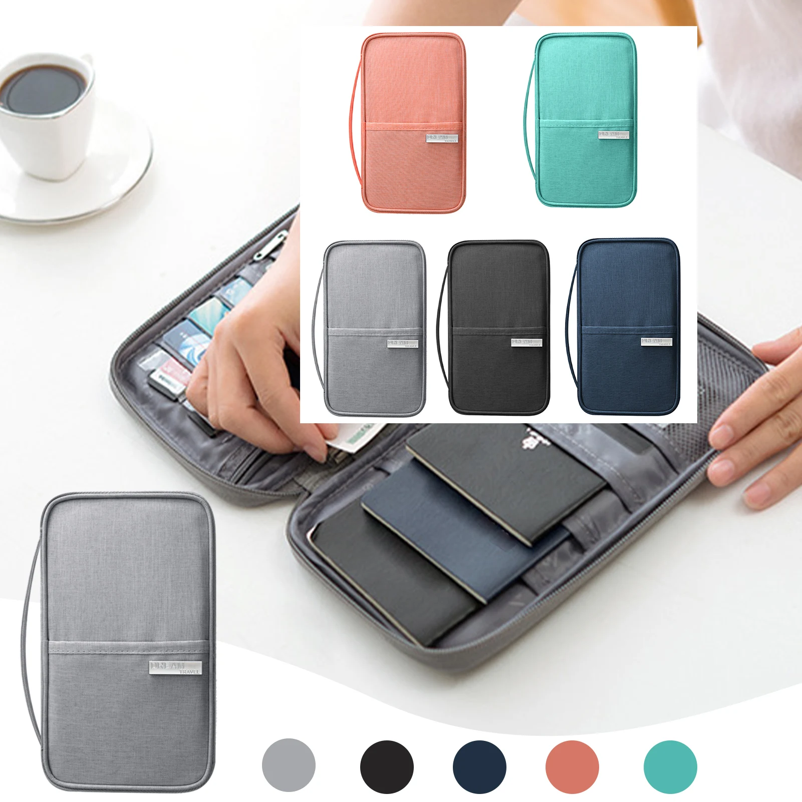 BOACAY Porte-Passeport Et Emplacement Carte Vaccination Combinés - Portefeuille Voyage Cuir PU Imperméable