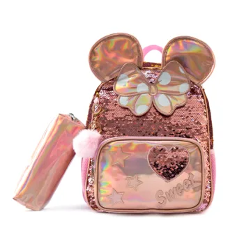 2PCS Backpack for Girls Kindergarten Bag Sequins Kindergarten Primary School Backpack Girl School Bag 1