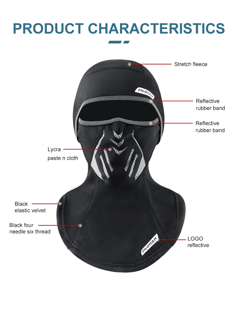 PHMAX Sturmhaube für kaltes Wetter, Skimaske, winddichtes Fleece, Thermo-Gesichtsmaske, Reiten, Motorrad, Snowboarden, Skifahren, Mütze, Kopfbedeckung – Detail 3