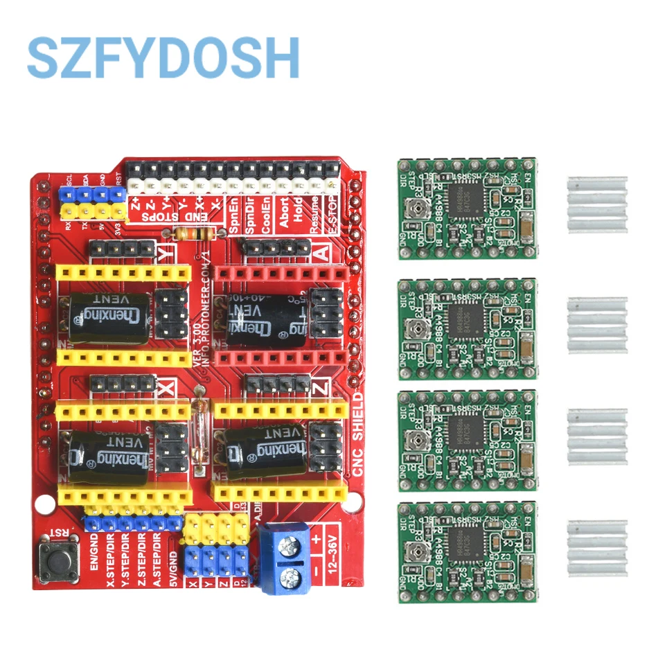 CNC 방패 V3 조각 기계/3D 프린터/4pcs A4988 / 4pcs DRV8825 스테퍼 모터 드라이버 Arduino