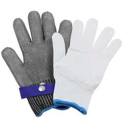 Multi - Size Anti - Cut Stainless Steel Safety Gloves - Stab and Cut - Resistant Metal Mesh Protection - XL (Steel Color)
