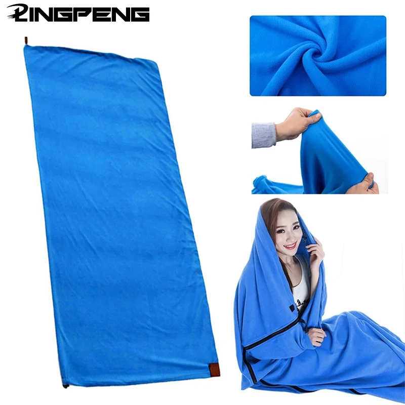 Sleeping Bag Portable Soft Thermal Fleece Outdoor Camping Tent Bed Travel Warm Ultra Light Polar Dirty-Proof Envelope Type Grab survival sleeping bag camping blanket