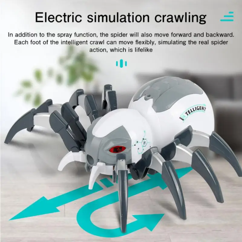 Robot Spider Remote Control Mechanical Spray Spider Simulation Electric Light Music Dancing Wireless RC Animal Children Toy