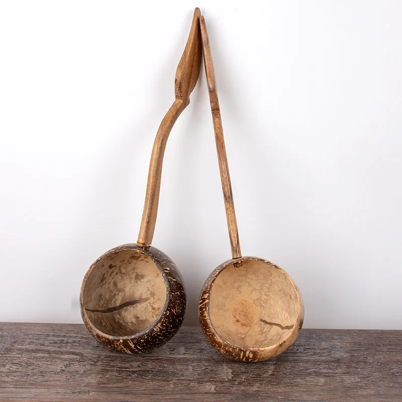 Wooden Coconut Shell Simple Water Scoop Household Wooden Bath Scoop Watering Spoon Tea Ceremony Creative