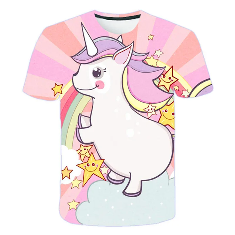 custom tee shirts Baby Girls TShirts New Summer Tops Unicorn T shirts Kids Cartoon Tee Children t shirts for Girls Short Sleeve Girls 3D TShirts funny t shirts