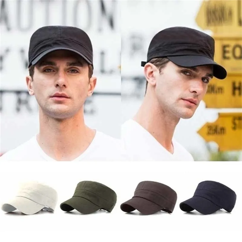 1PC Fashion Men Women Five Colors Unisex Adjustable Classic Style Plain Flat Vintage Army Hat Cadet Patrol Cap flat cap,cap hat,flat vintage cap,solid color cap,costume hat