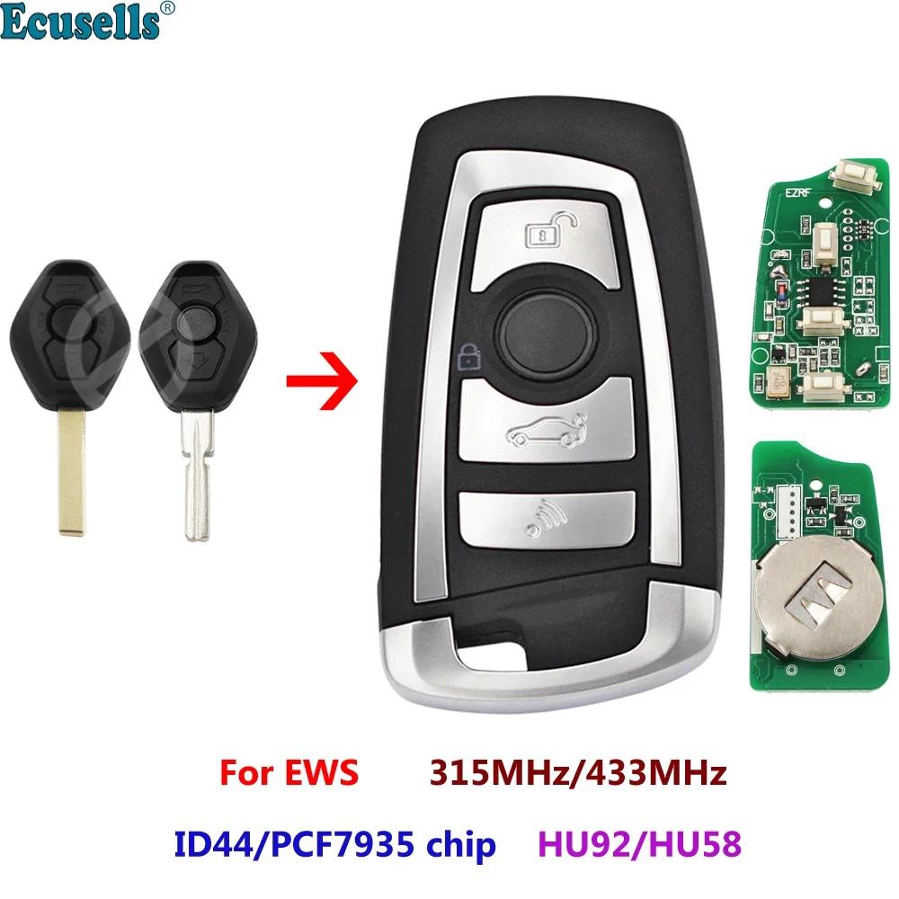 

3-кнопочный дистанционный ключ Flip 315 МГц 433 МГц ID44/PCF7935 чип для BMW EWS 325 330 318 525 530 540 E38 E39 E46 M5 X3 X5 HU92/HU58