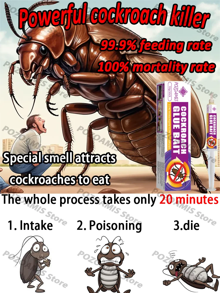 Pozoamis Cockroach Gel Bait Effective Pest Control Kill Cockroaches Long Lasting Formula Safe Indoor Home Application Non Toxic