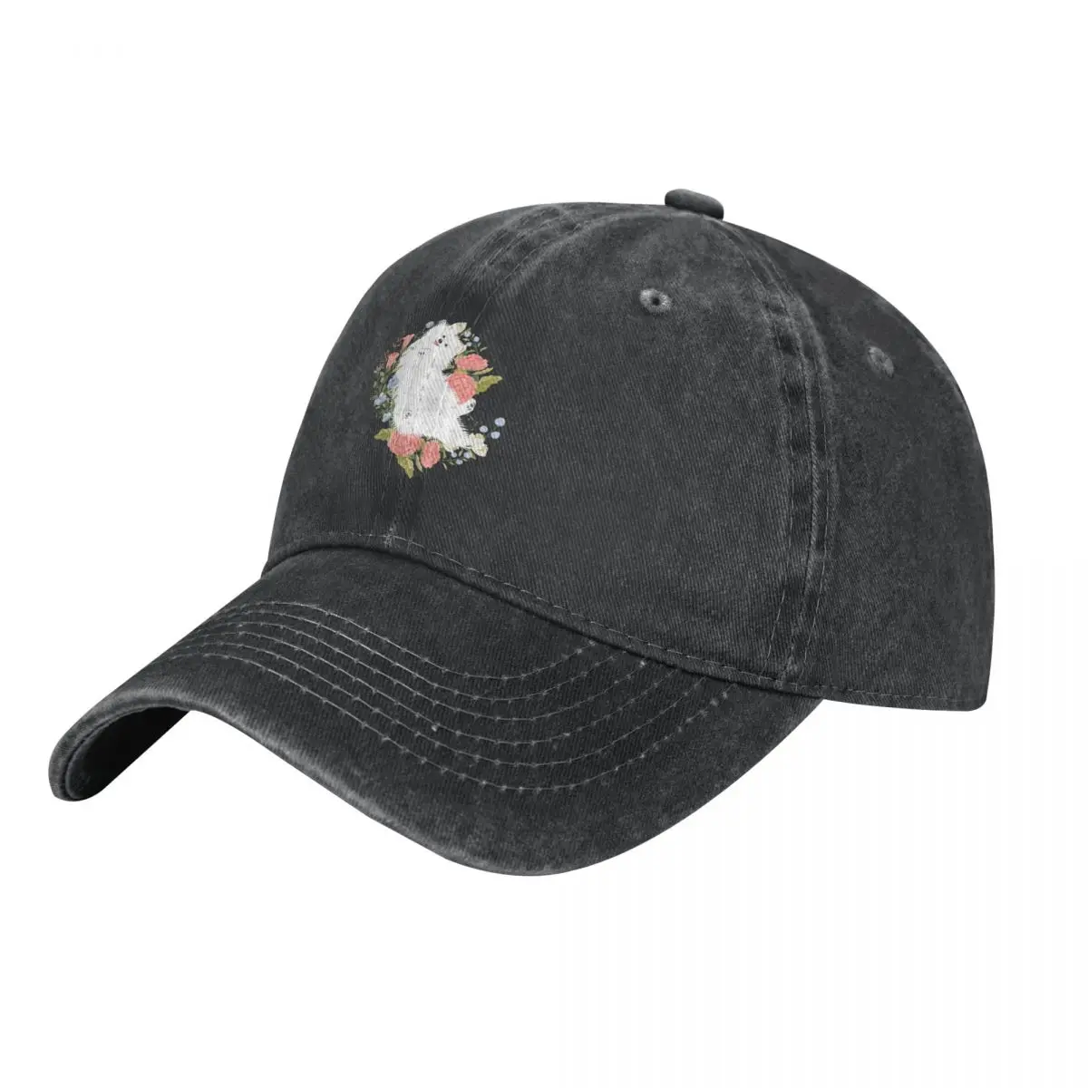 American Eskimo Cane E Fiori-Sfondo Viola Cappello Da Cowboy Cappuccio Visiera Berretto Militare Uomo Donna Uomo