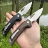 Steel Rose Handmade Poratable Topwell Pocket Knife Sharp M390 Blade Flax Handle Ball Bearing Quick Oopening EDC Survival Outdoor 2