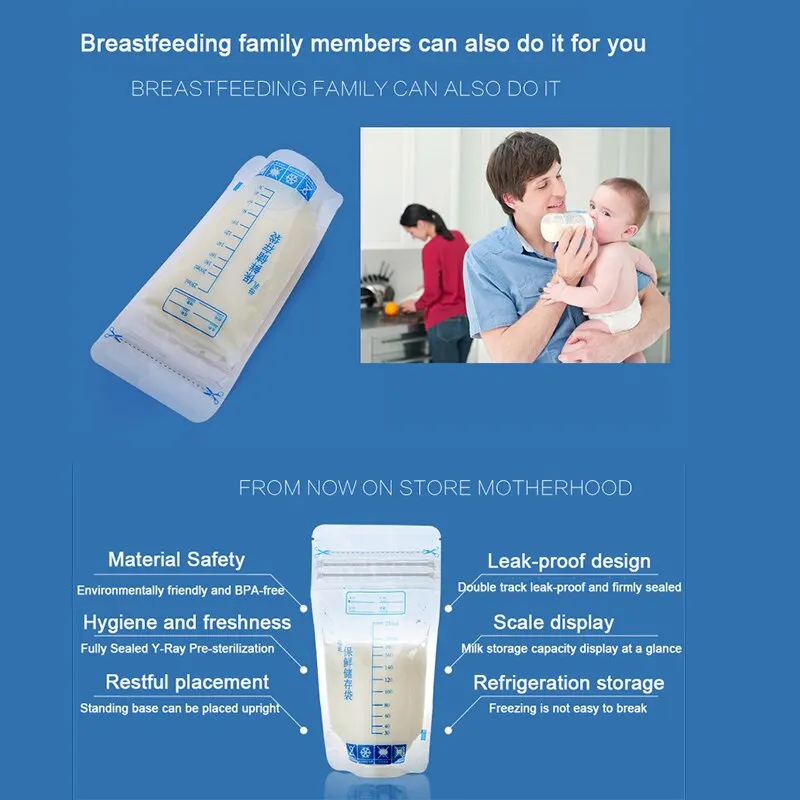 Breastmilk Storage Bag 30pcs 250ml Self Standing