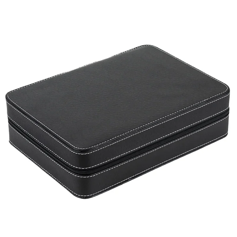 Personalization PU Leather Watch Organizer Portable Multi-Slot 6/10/12 Zipper Flip-top Jewelry Storage Case Travel