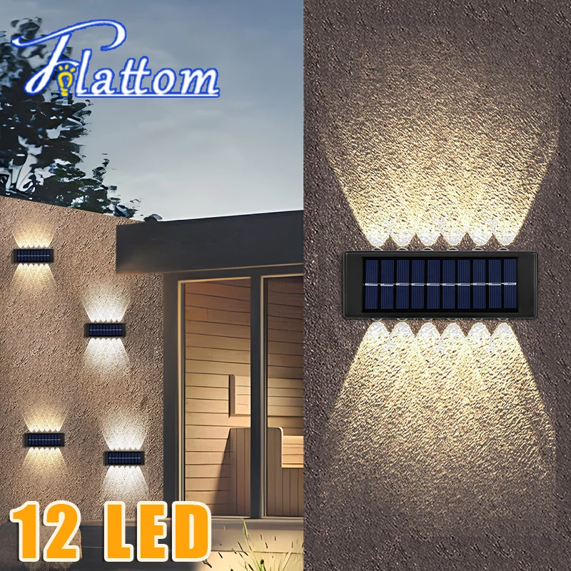 

12LED Solar Wall Lamps Outdoor LED Waterproof Landscape Garden Decor Lamp for Backyard Party Home Decor Solar Outdoor Wall Light