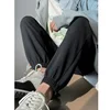 2024 Spring/Summer Waffle Loose Lantern High Waist Women's Tie Feet Guard Pants Casual Large Size Pants Drawstring Sports Pants 2