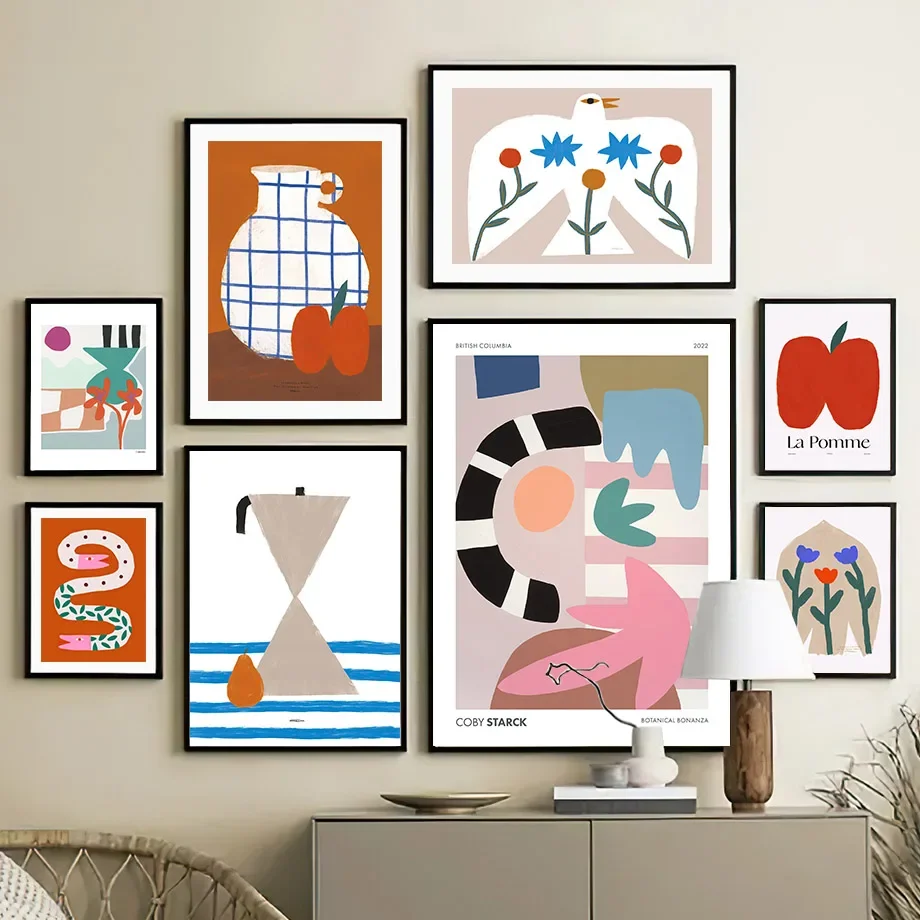 Coby Starck Geometry Teiera Pigeon Snake Wall Art Canvas Painting Nordic Poster Stampe Immagini Astratte Per La Decorazione Del Soggiorno