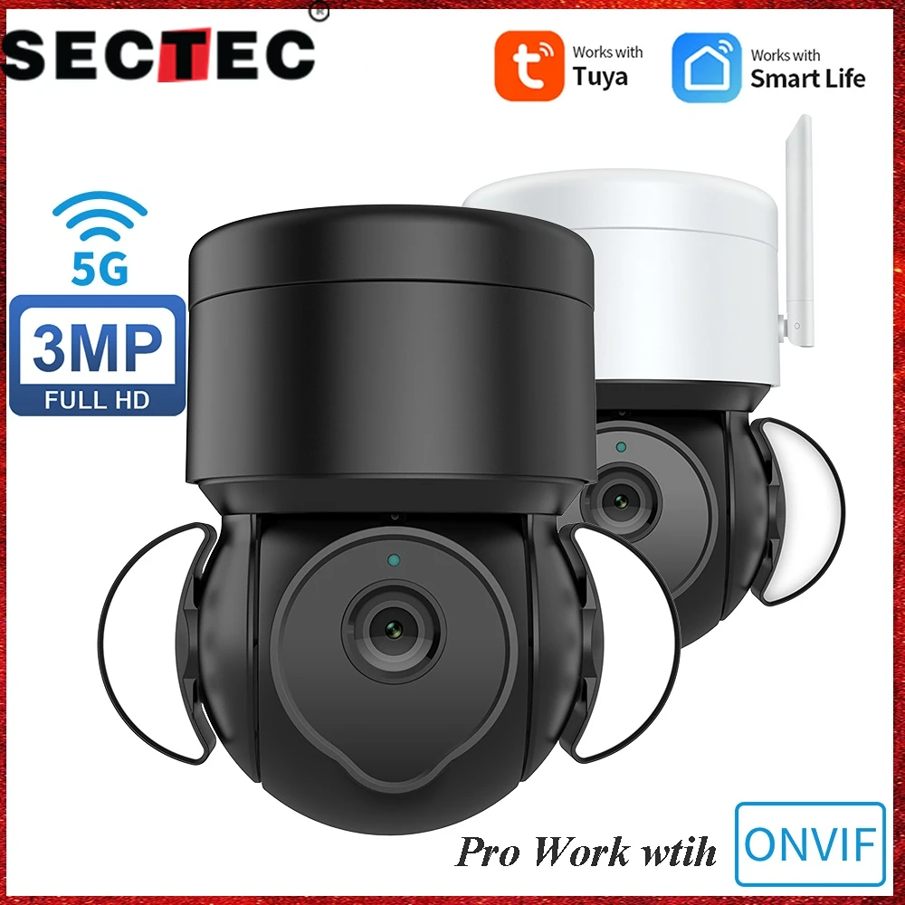 SHIWOJIA Tuya Smart 3MP Pro Version Onvif Cctv Outdoor Security Camera 5G WiFi Color Night Auto Tracking Video Surveillance Cam