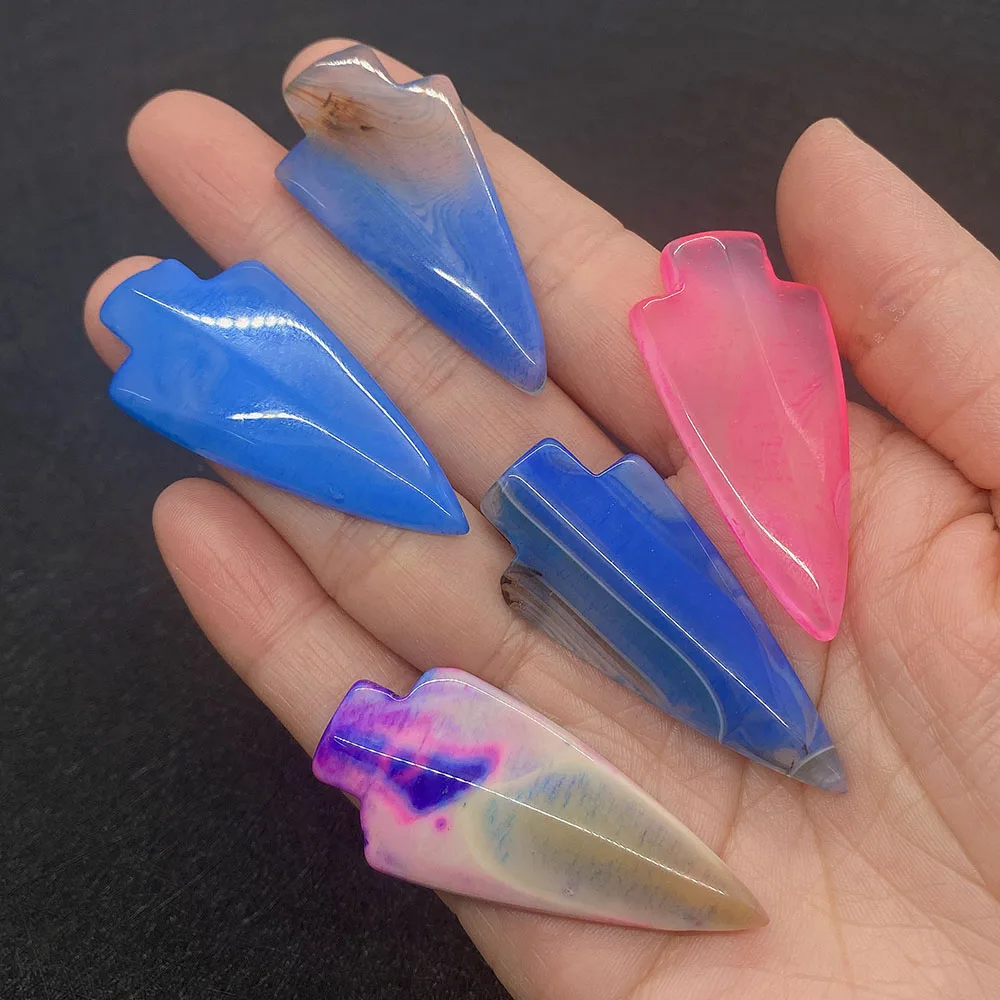 

5pcs Fashion Natural Rose Stone Agate Pink Blue Irregular Anchor Stone Pendant Suitable for Jewelry Making DIY Accessories