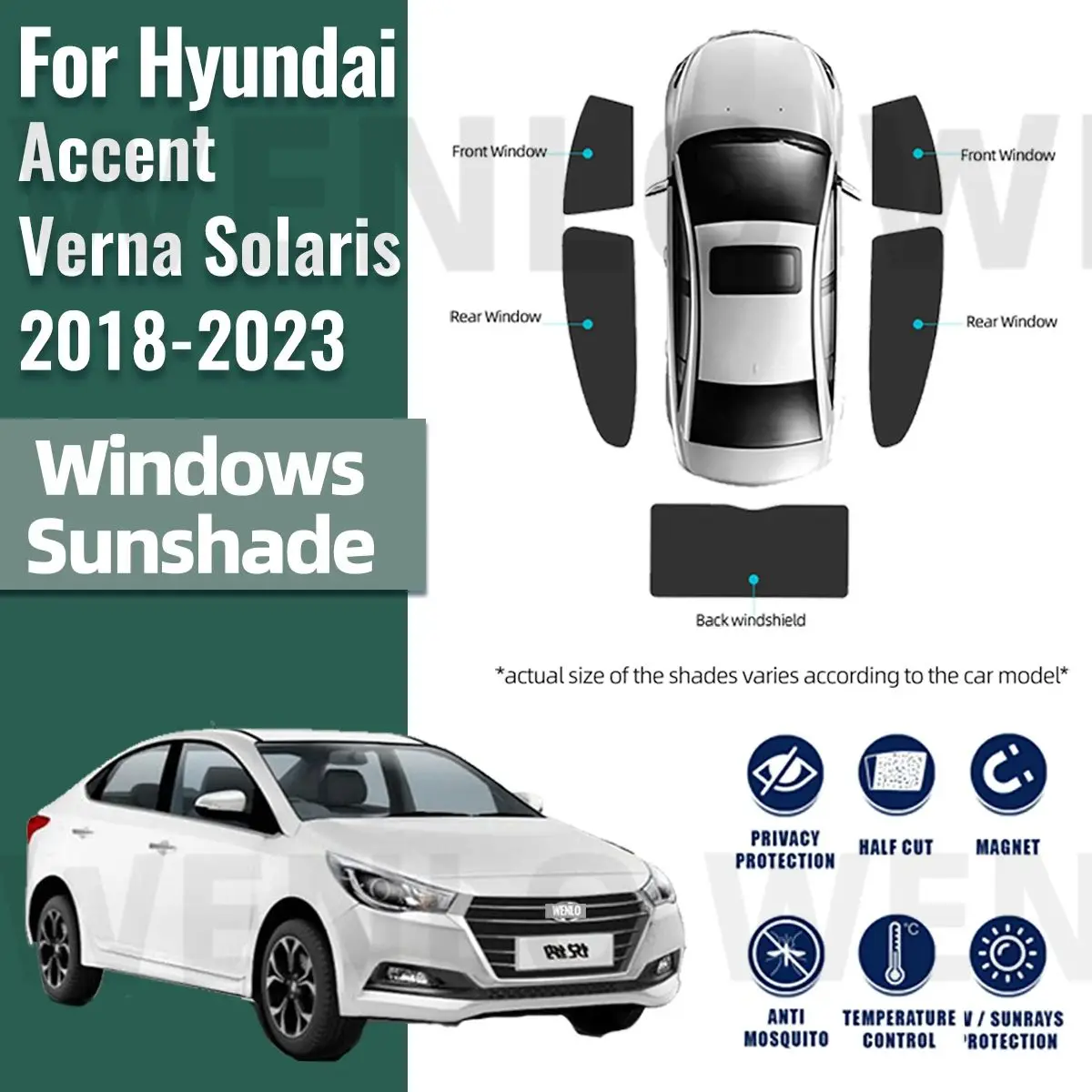 ForHyundaiAccentVernaSolaris20182023CarSunshadeFront