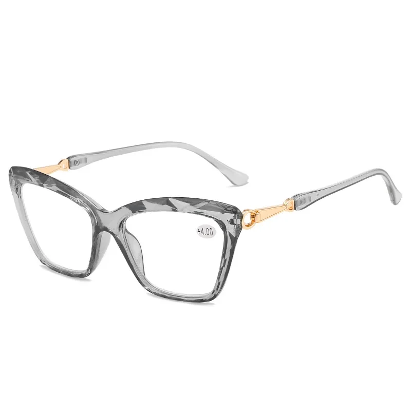 New Cat's Eye Reading Glasses for Women Fashion Luxury Blue Light Blocking Presbyopia Transparent Man Far Sight Glasses +1.0 4.0 5