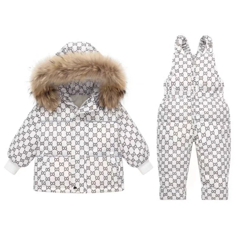 Girls Coat Winter Children`s Clothing Set 2Pcs Girl Down Jacket Snowsuit Overalls For Kids Toddler 1-4Y
