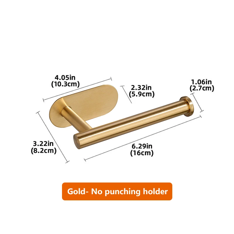WYSE Self Adhesive Gold Toilet Paper Holder,Tissue Paper Holder for  Bathroom,Wall Mount Toilet Paper Roll Holders,SUS304 Stainless Steel Toilet  Roll