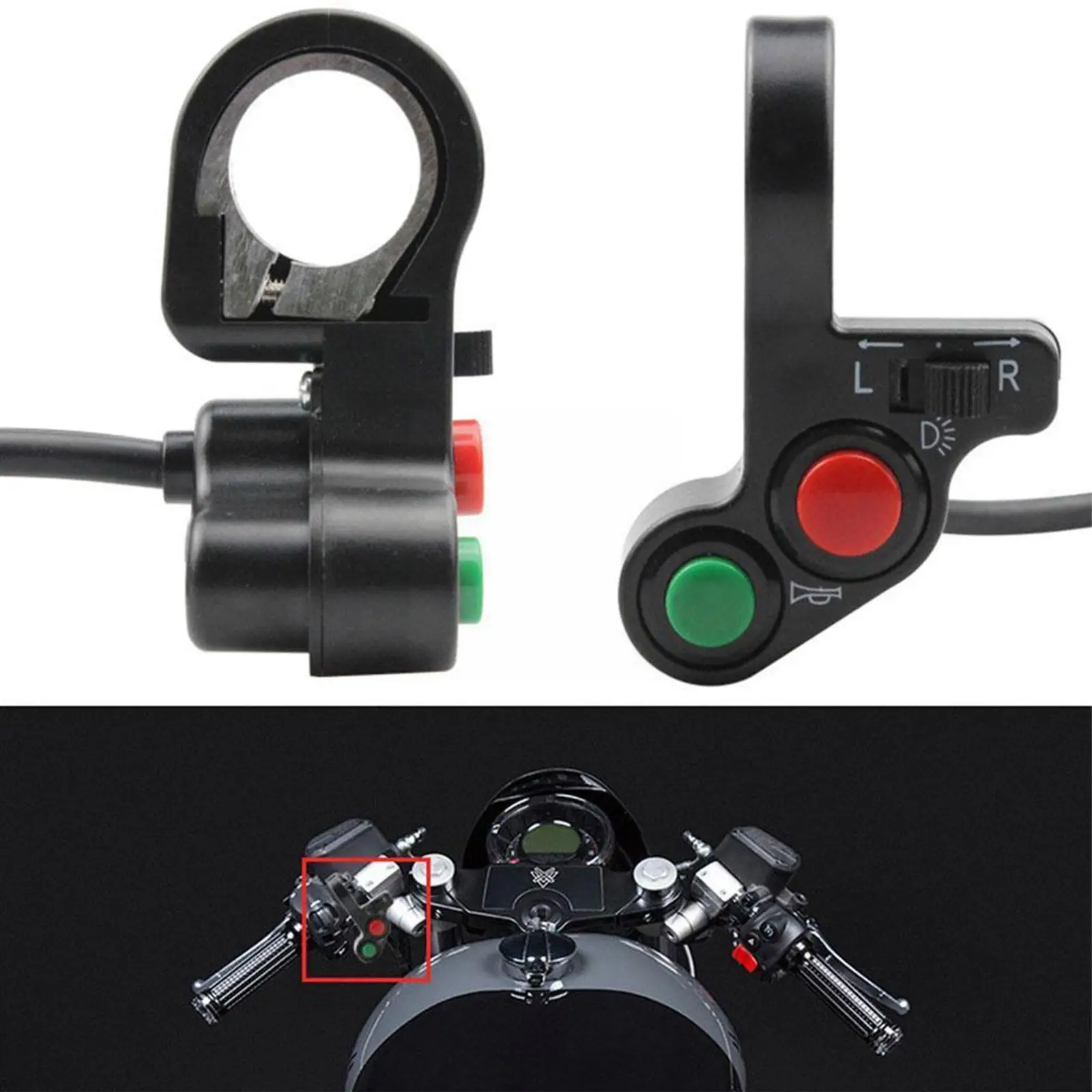 12V Motorcycle Handlebar Switch For 7/8" Handlebars - Waterproof CNC Aluminum ATV Light Switch