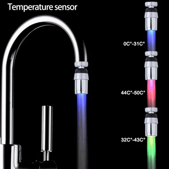 LED อุณหภูมิ 3 สี Light-up ก๊อกน้ําห้องครัวห้องน้ํา Glow Water Saving ก๊อกน้ํา Aerator Tap หัวฉีดฝักบัว 7