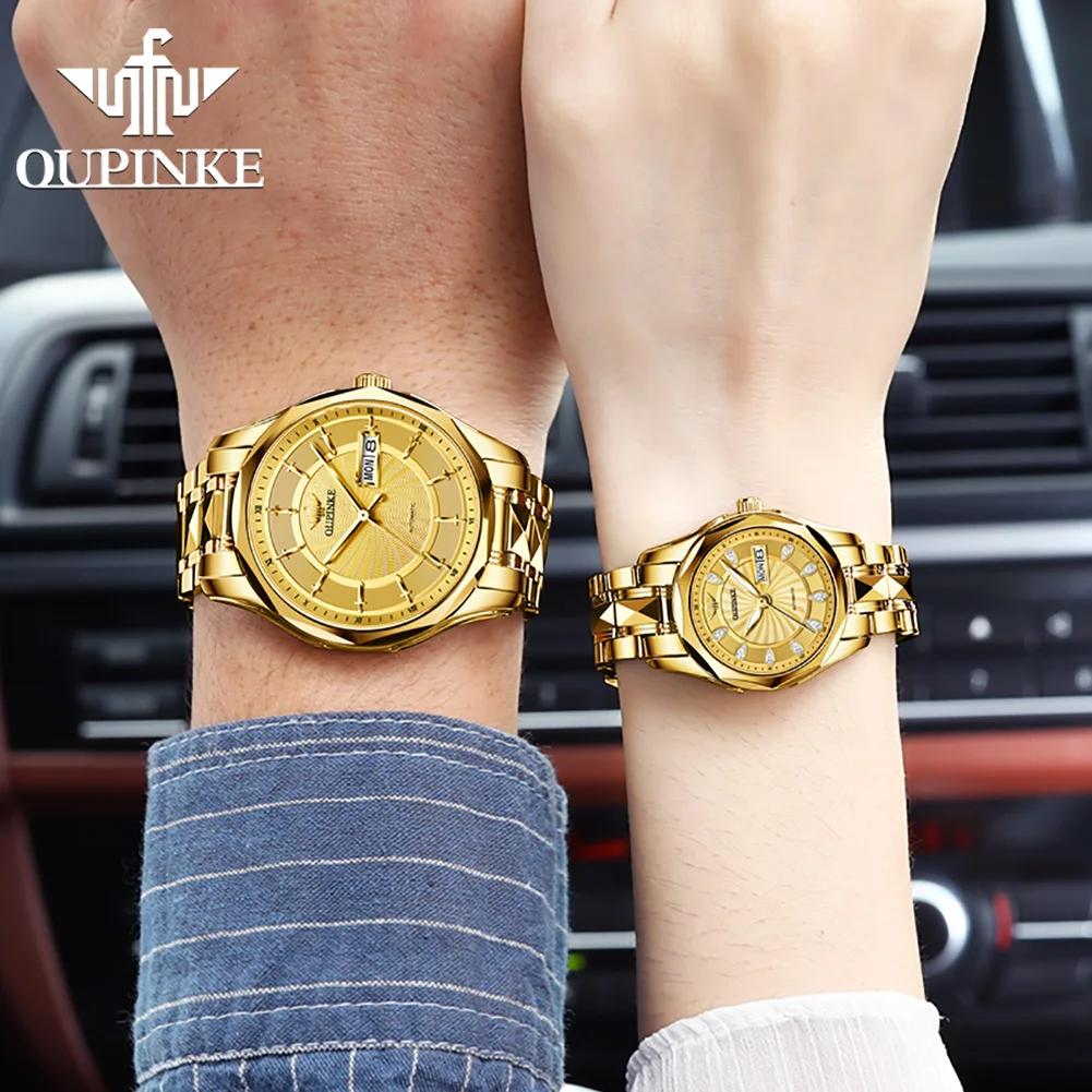 OUPINKE 3172 Watch For Men Women Dual Calendar Mechanical Couple Watches Synthetic Sapphire Mirror 50M Waterproof Wristwatch