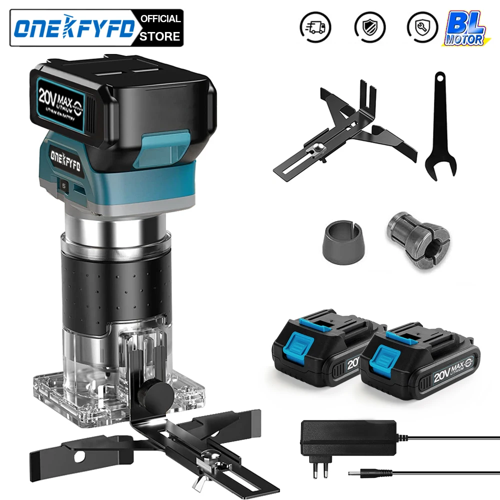 Wood Router Woodworking Tools 5 Speeds Brushless Electric Hand Trimmer Cordless Wood Router Woodworking Engraving Slotting for Makita 18V Battery