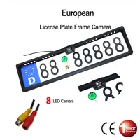 Caméra de recul pour voiture, cadre de plaque d'immatriculation européenne ue, étanche, Vision nocturne, sauvegarde inversée, lumière 4 ou 8 LED 2