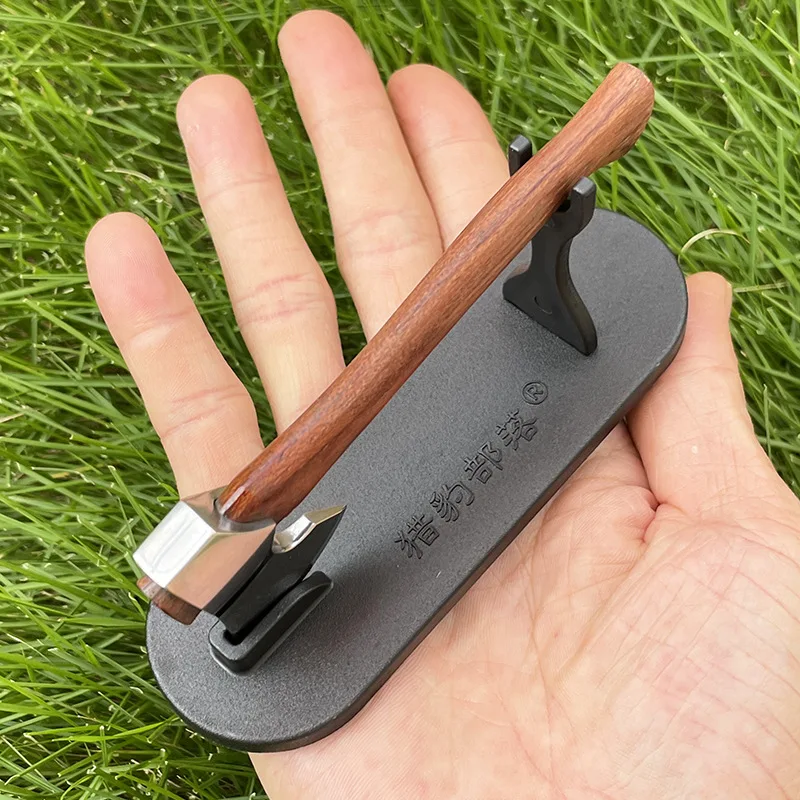 Mini Play Collection Gift Axe Stainless Steel Sharp Outdoor Camping Survival Axe Sandalwood Handle Fixed Blade Knife With Holder 6