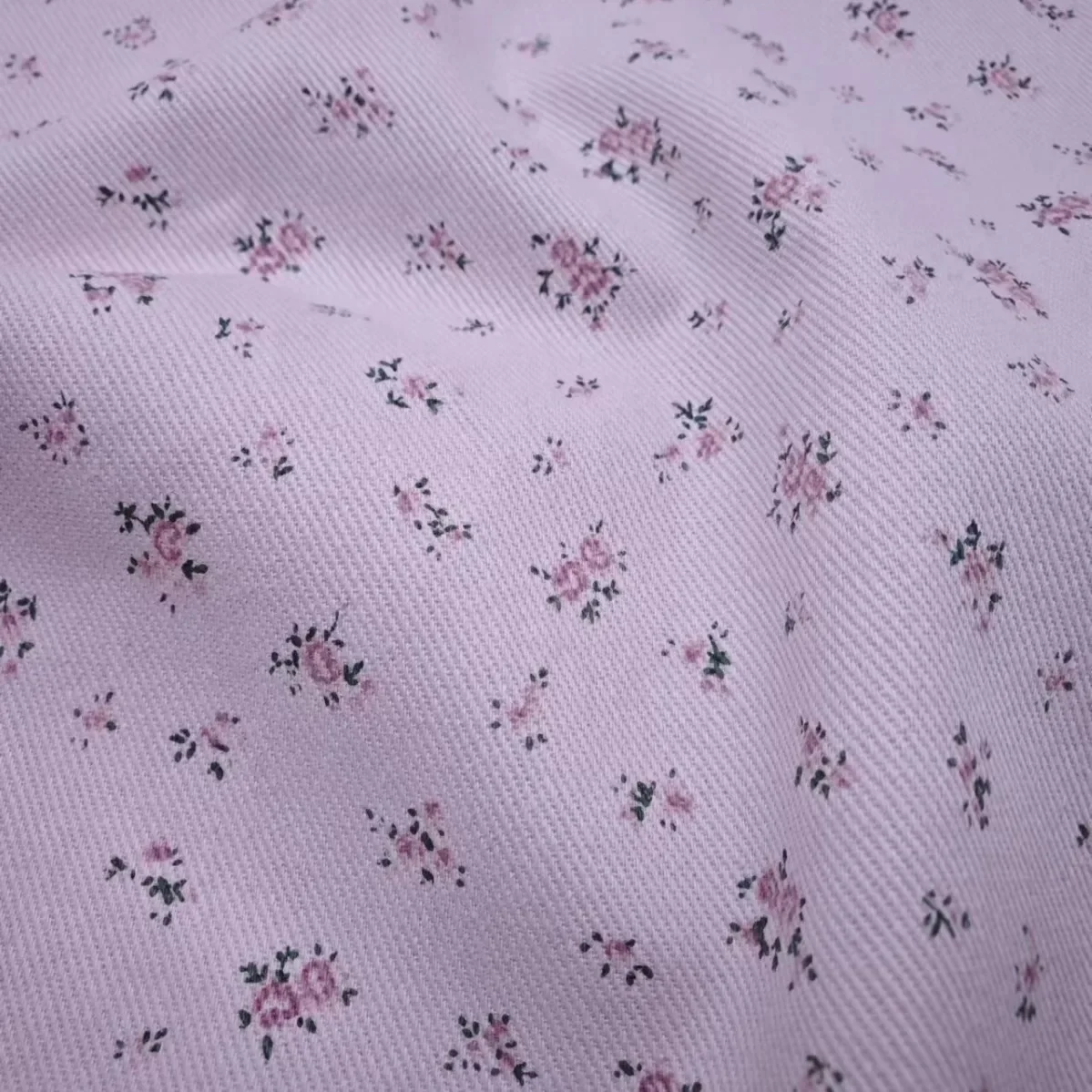 Small Floral Print Denim Fabric Washed Clothing Material for Pants Skirts Coats Bags Shoes Hats Kids Children Baby Accessories
