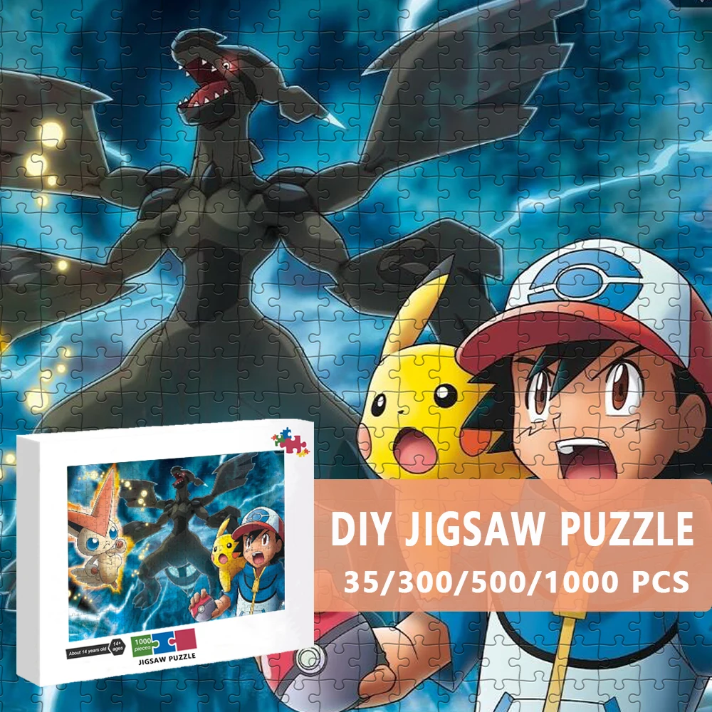 300/500/1000 Pieces Puzzle Pokemon Jigsaw Puzzles Pikachu Cartoon Characters Paper Puzzle for Adult Children Educational Toys