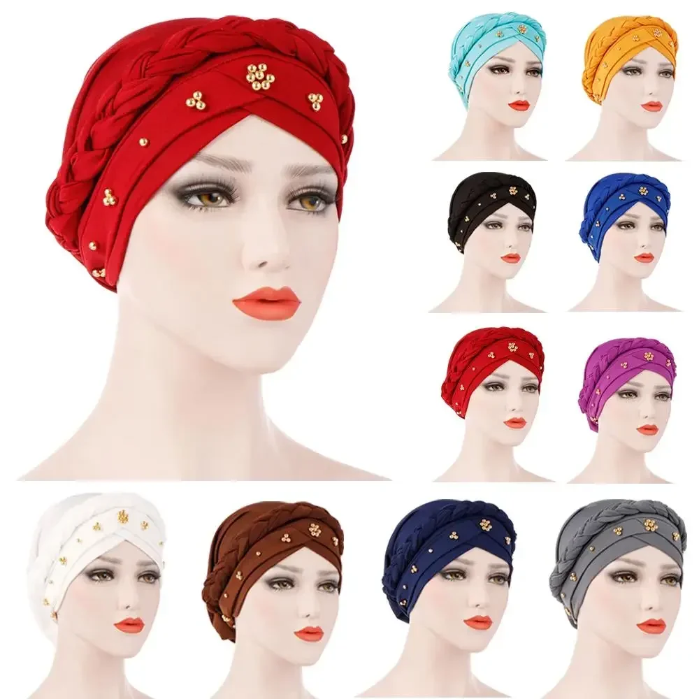 Braid Scarf GEZHEN Women Muslim Turban Stretch Hat Ruffle Cancer Chemo Cap Hair Bonnet Head Scarf Wrap Cover Non Slip For Cance Patient Hair Loss Sunday Afternoon