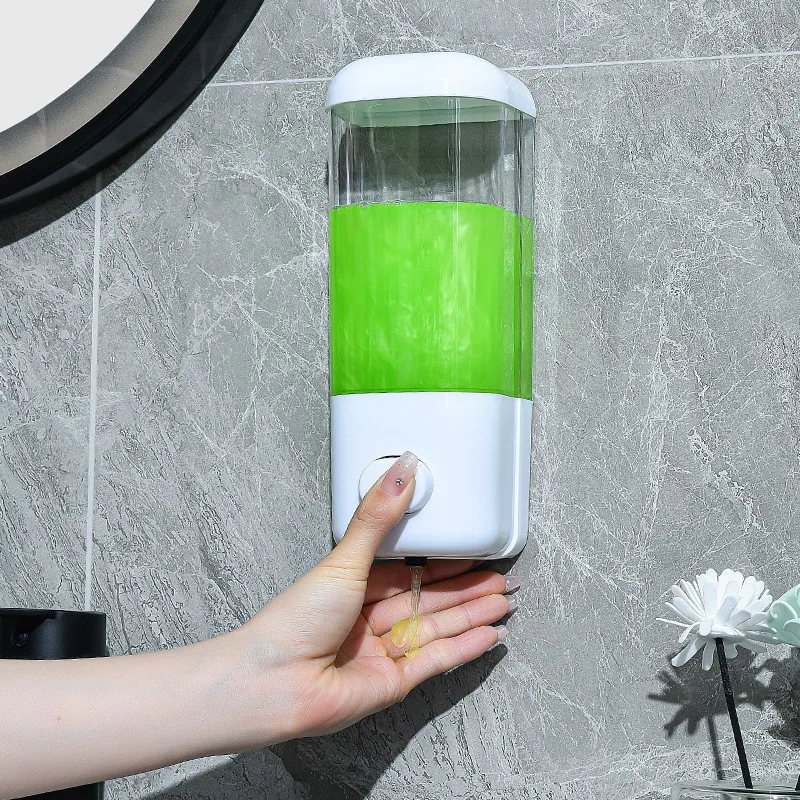 New Bathroom Non-punching Manual Press Soap Dispenser Wall Hanging Traceless Paste Disinfectant Bottle Transparent Divided 2