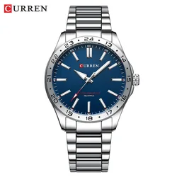 CURREN Men's Ultra-Thin Stainless Steel Quartz Business Watch (Silver blue)