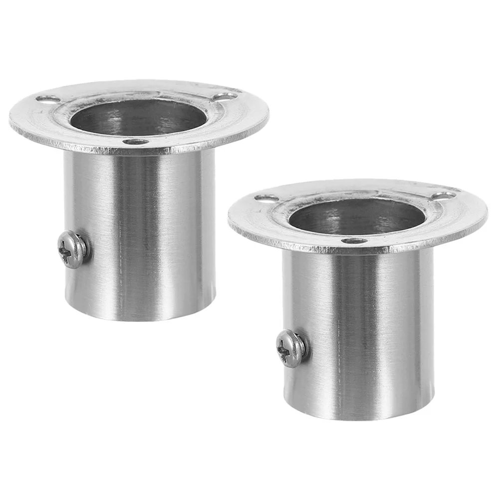 

2 Pcs Clothes Pole Base Closet Brackets Rail for Rod 304 Stainless Steel Socket