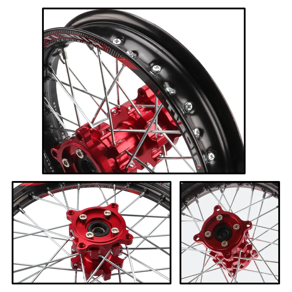 HMParts Jantes Alu Anodisé 14 Pouces Avant Rouge 12 MM Typ2