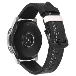 Premium Leather Watch Band: Elegant Strap for Smartwatches, 20mm/22mm Sizes (12 black and white)