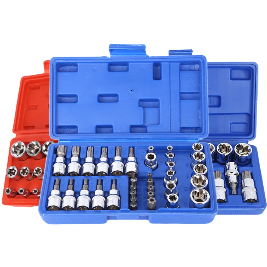 14/34Pcs E-Torx Socket Bit Set External Star Screwdriver Bits Auto Repair Mechanical Maintenance Hand Tool Kit_voghion.com