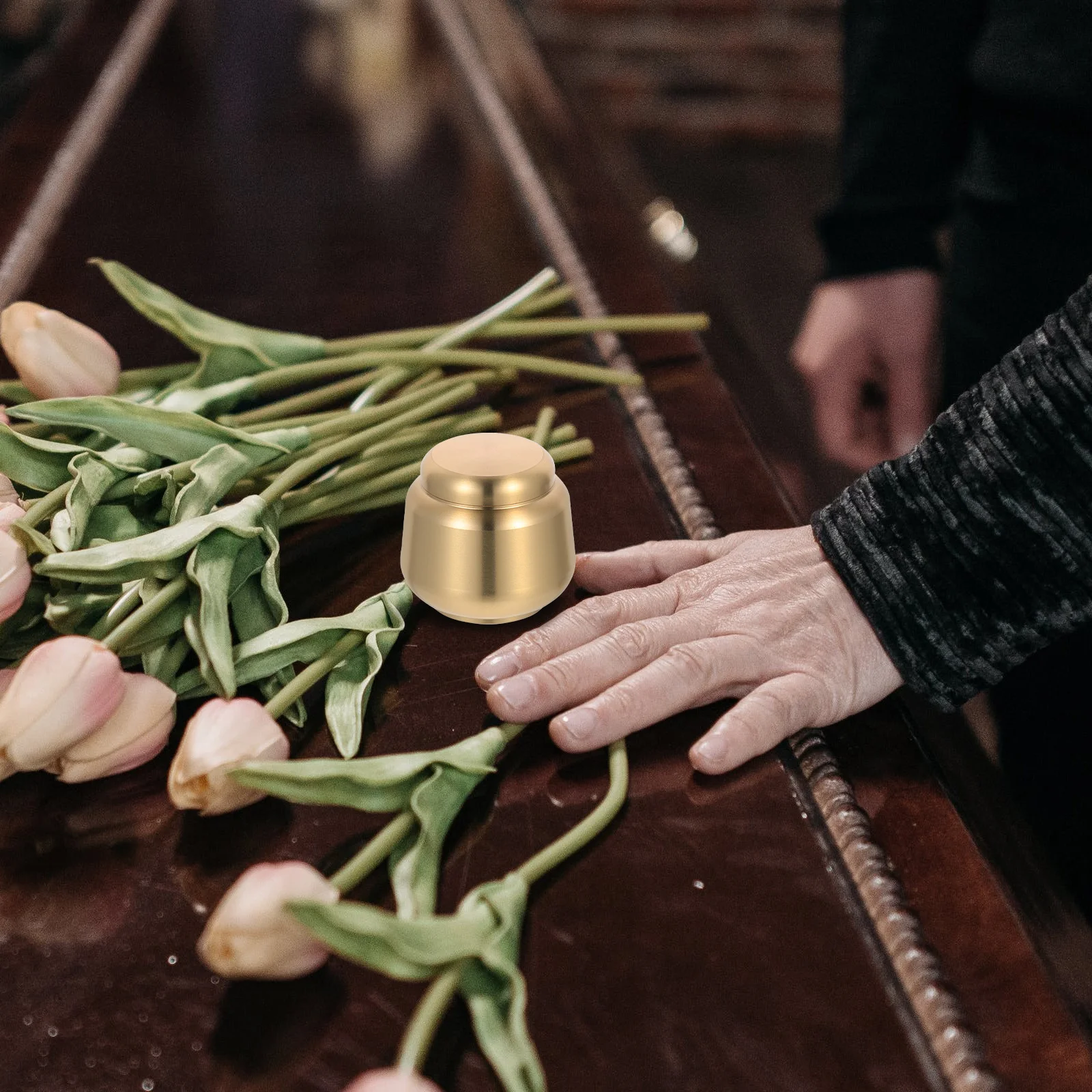 Human Urn Commemorative Pet Casket Cinerary Holder Copper Tea Canister Funeral Cat Ash Ashes Jar