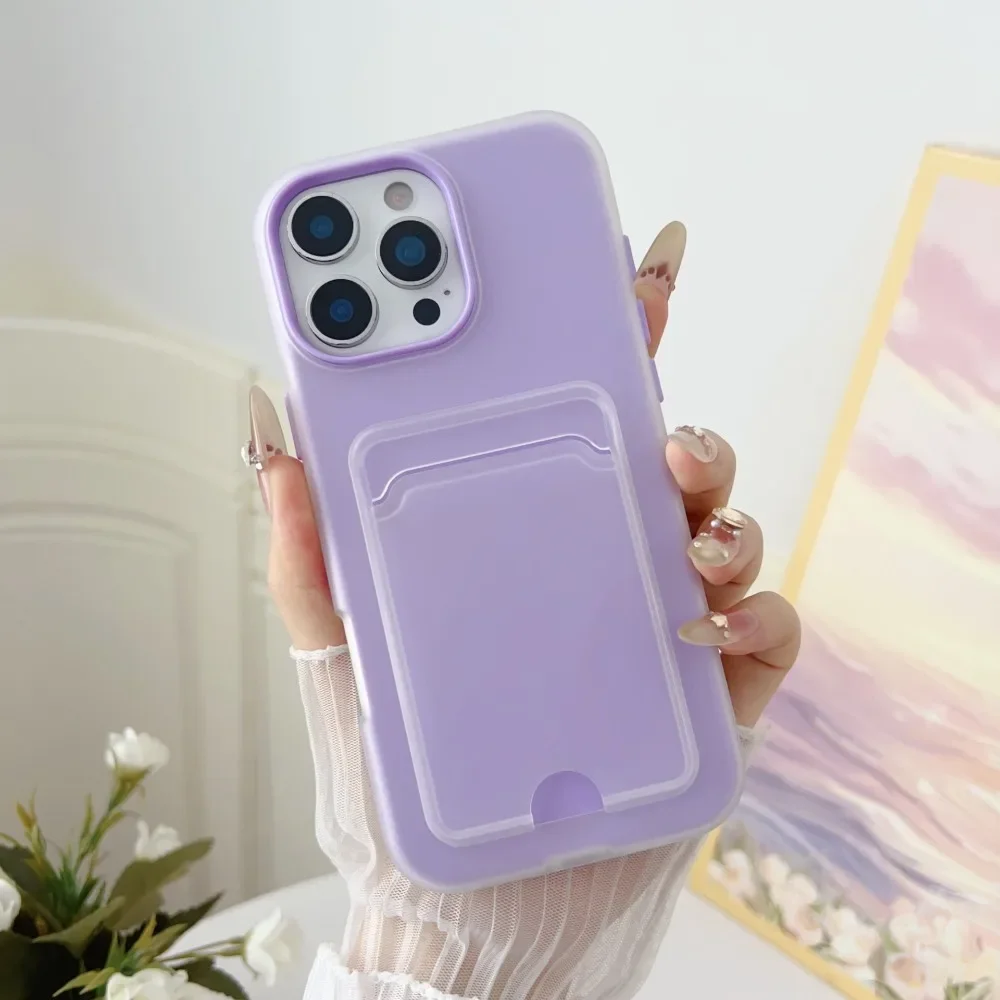 Vibrant Candy Color Wallet Phone Case with Card Holder and Shockproof Protection