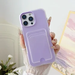 Vibrant Candy Color Wallet Phone Case with Card Holder and Shockproof Protection - iPhone 15 Plus (Light Purple)