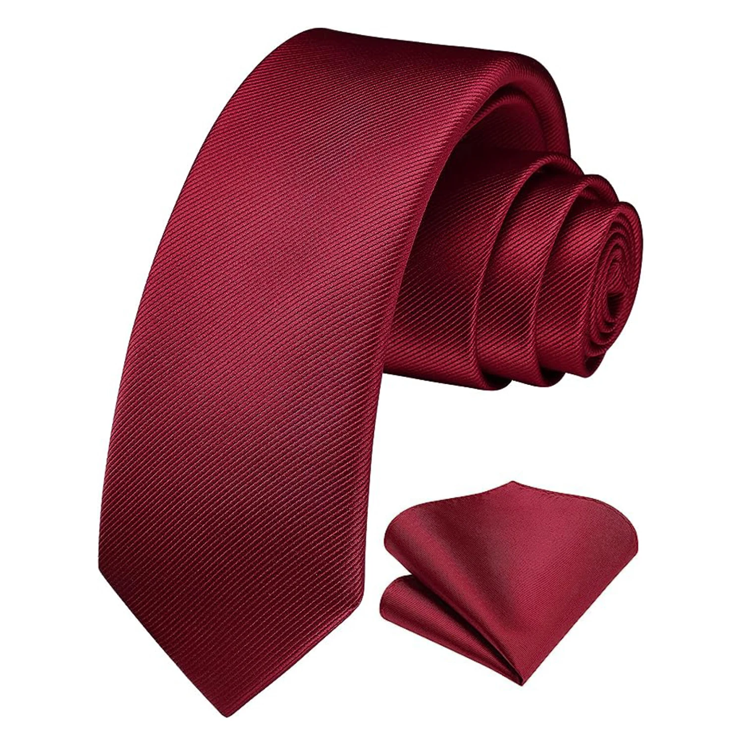Men's Neck Tie Pocket Square Combo Set Slim Solid Color 6cm Silk
