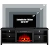 Fireplace TV Stand, Wood Texture Entertainment Center with Electric Fireplace, Farmhouse Entertainment Stand Media TV Console 4