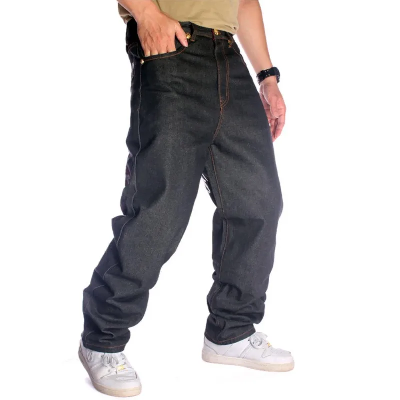 

Korean Style Fashion Hip Hop Loose Straight Skateboard Pants Embroidery High Street Casual Four Seasons Man Long Jeans