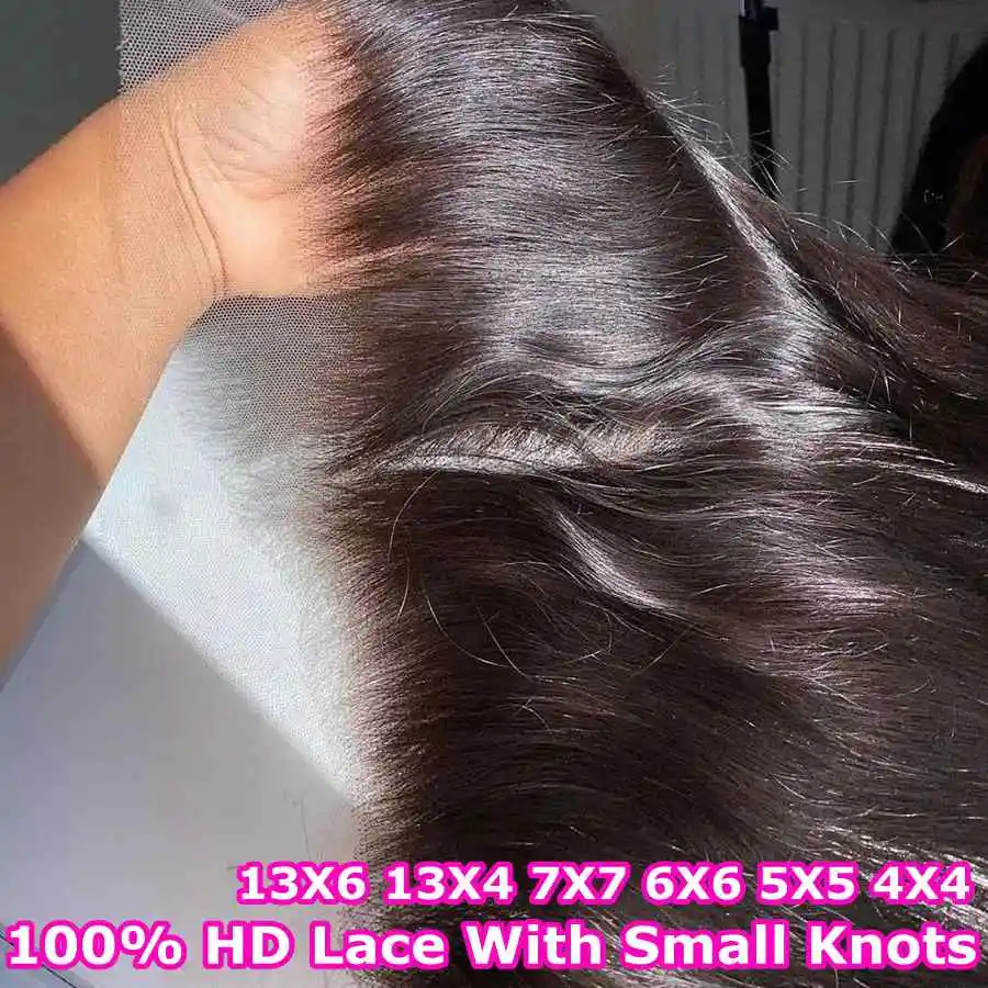Invisible HD Lace Frontal 6x6 7x7 Brazilian Straight Human Hair HD 13x6 Lace Frontals Only Pre plucked Natural Color Remy Hair