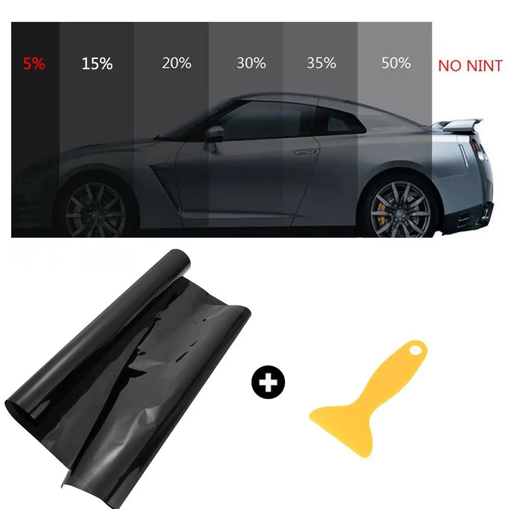 5% VLT Car Window Tint Professional Dark Smoke Black Film Uncut Tint Roll Auto Window Sunshade Sticker Exterior Accessory